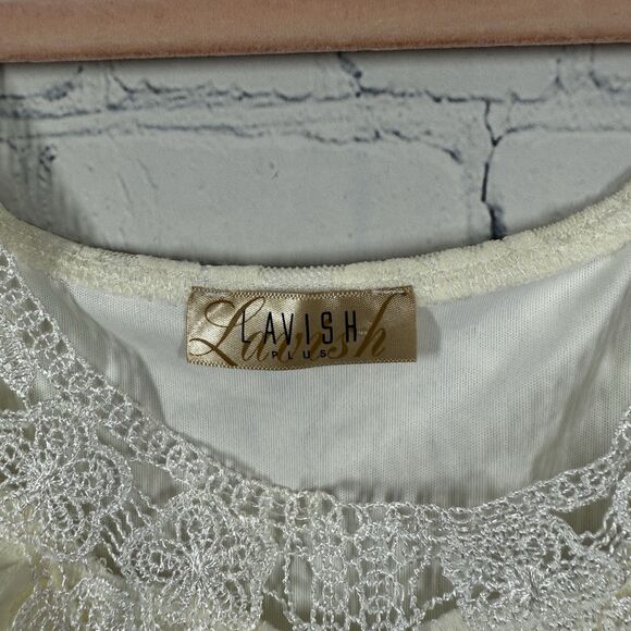 Lavish Tunic Lace Women Plus 3X Cream Romantic Femenine Crochet Cottage Blouse - Picture 4 of 11